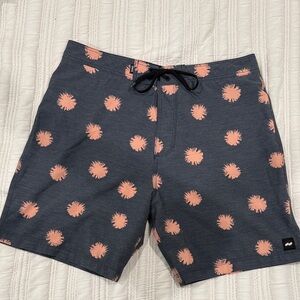 Billabong Gray and Coral Patterned Board Shorts